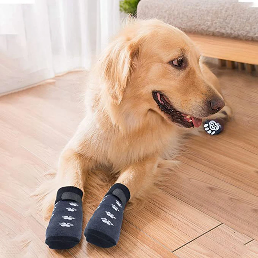 4 Scarpe Per Cani In Cotone Morbido – Antiscivolo, Con Soletta Termica, Taglia S Per Piccoli Cani (Nero)