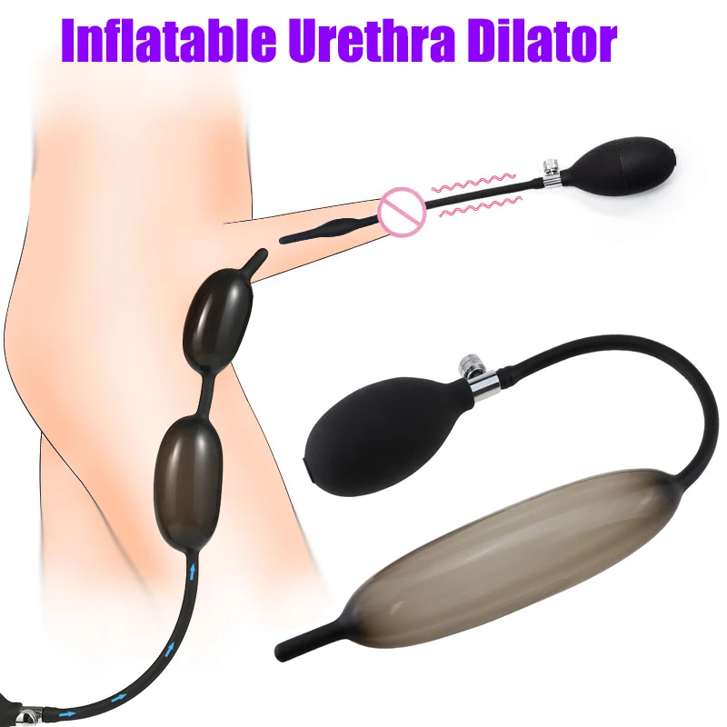 Male Masturbator Inflatable Silicone Penis Plug Expandable Horse Eye Stick Urethral Sounds Catheter Dilation Stimulation Sex Toy