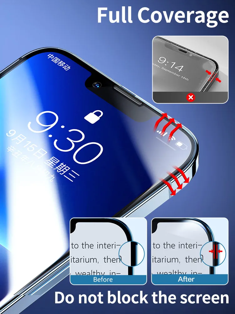 Iphone 14 11 Full Cover Tempered Glass 13 Pro Max 12 Mini 7 8 X Xs Xr Se 3  2023 - Screen Protectors - Aliexpress