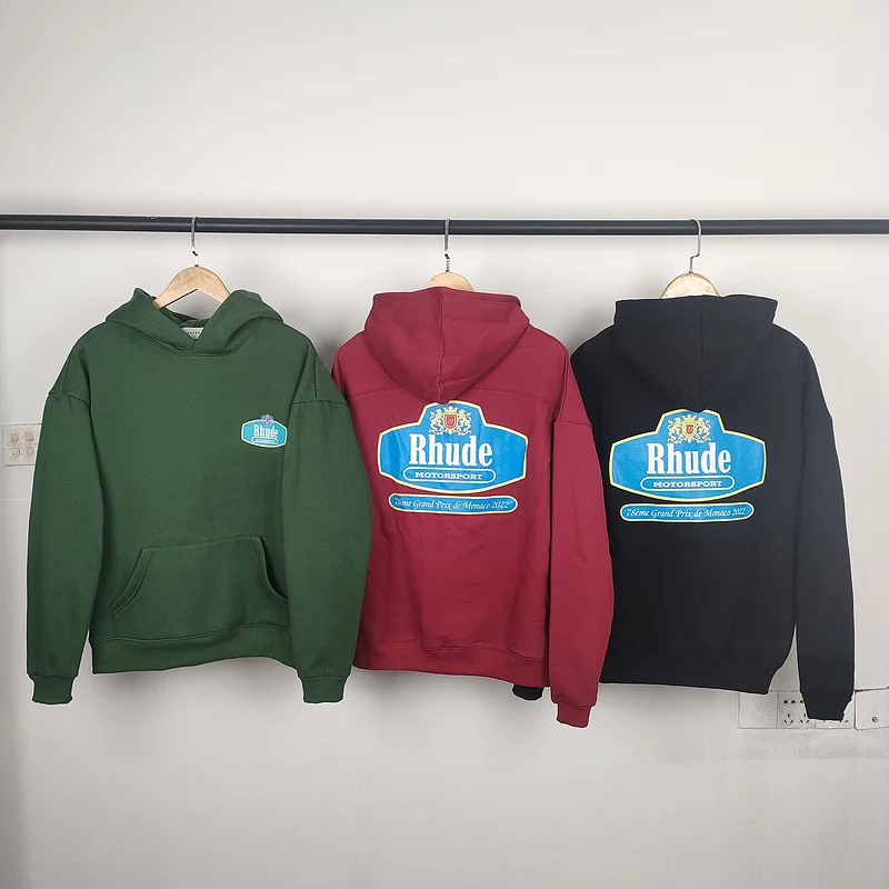 Good Quality 2022fw Rhude Fashion Hoodie Men Loose Pullover 1:1 Brushed  Green Red Black Rhude Women Pullover Mens Clothing - AliExpress