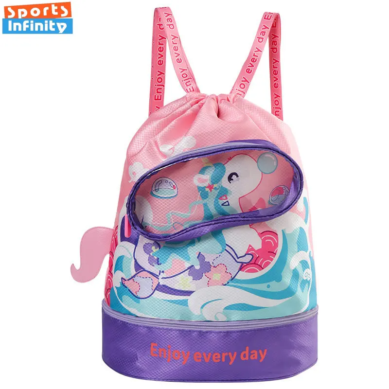 Children's Swimming Bag with Dry and Wet Separation Waterproof Swimming Bags Kids Cute Cartoon Beach Backpack Sports Bag dry bag waterproof bag swimming bag
