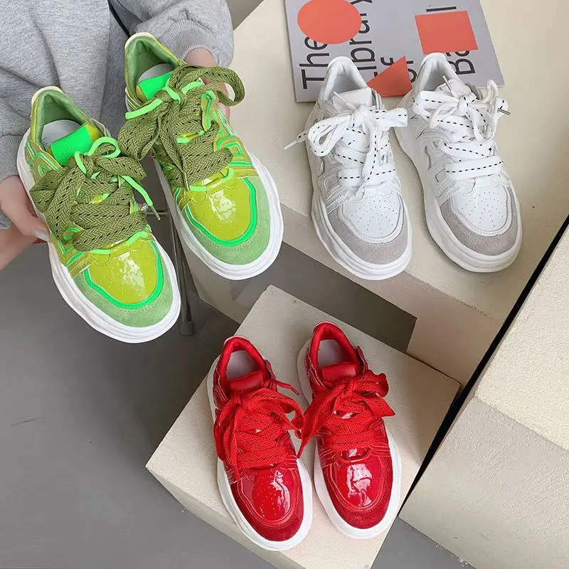 

Женская спортивная обувь на платформе, Уличная обувь для фитнеса с вулканизированной подошвой, модная дышащая повседневная обувь на шнуровке, женские кроссовки для бега