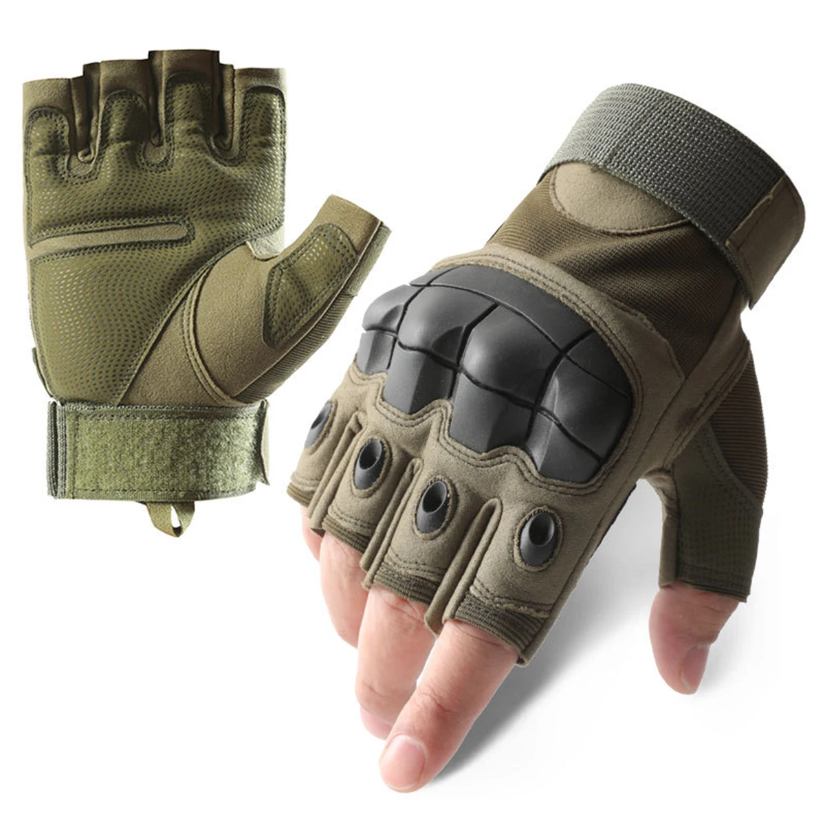 Half-Finger-Motorcycle-Gloves-Protection-Men-Fingerless-Protector-Biker ...