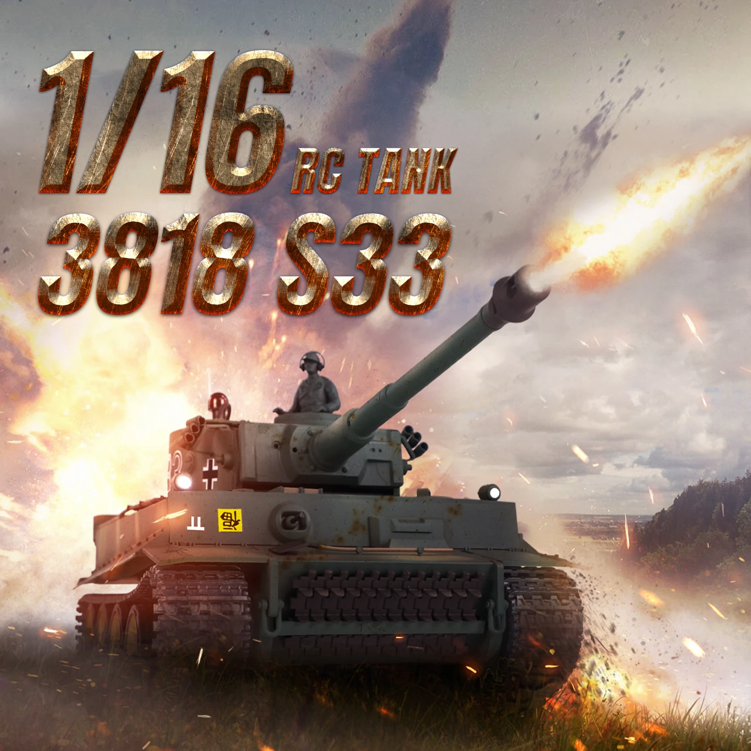 1/16 Henglong German Tiger I 7.0 RC Tank 3818 S33 RTR Model Infrared Combating Radio Control Battle Tanks Battery Toys TH24571 2