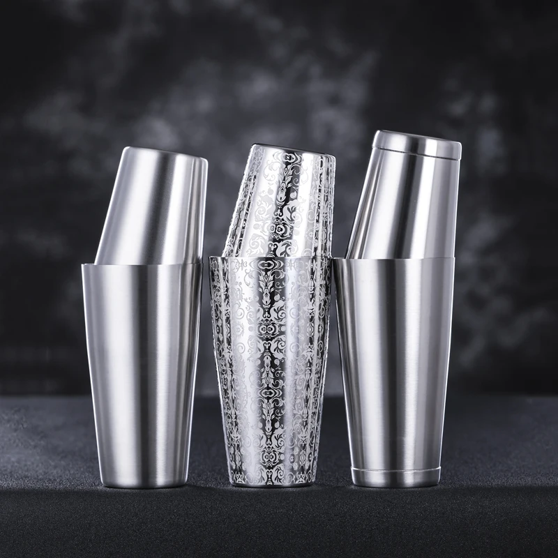 Bar Cocktail Shaker Boston Shaker: 2-piece Set: 18oz Weighted & 25oz Weighted Professional Bartender Cocktail Shaker-