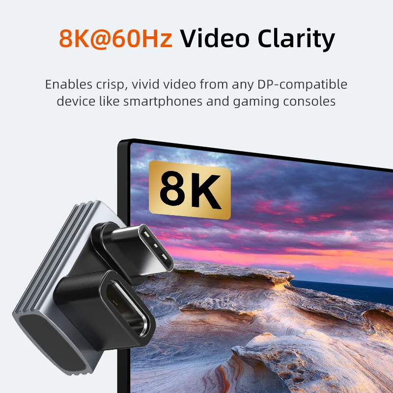 CABLETIME Type C 어댑터 240W OTG USB C 어댑터 8K 60Hz 40Gbps 90도 변환기 iPhone 어댑터 MacBook ipad용 USB4 어댑터