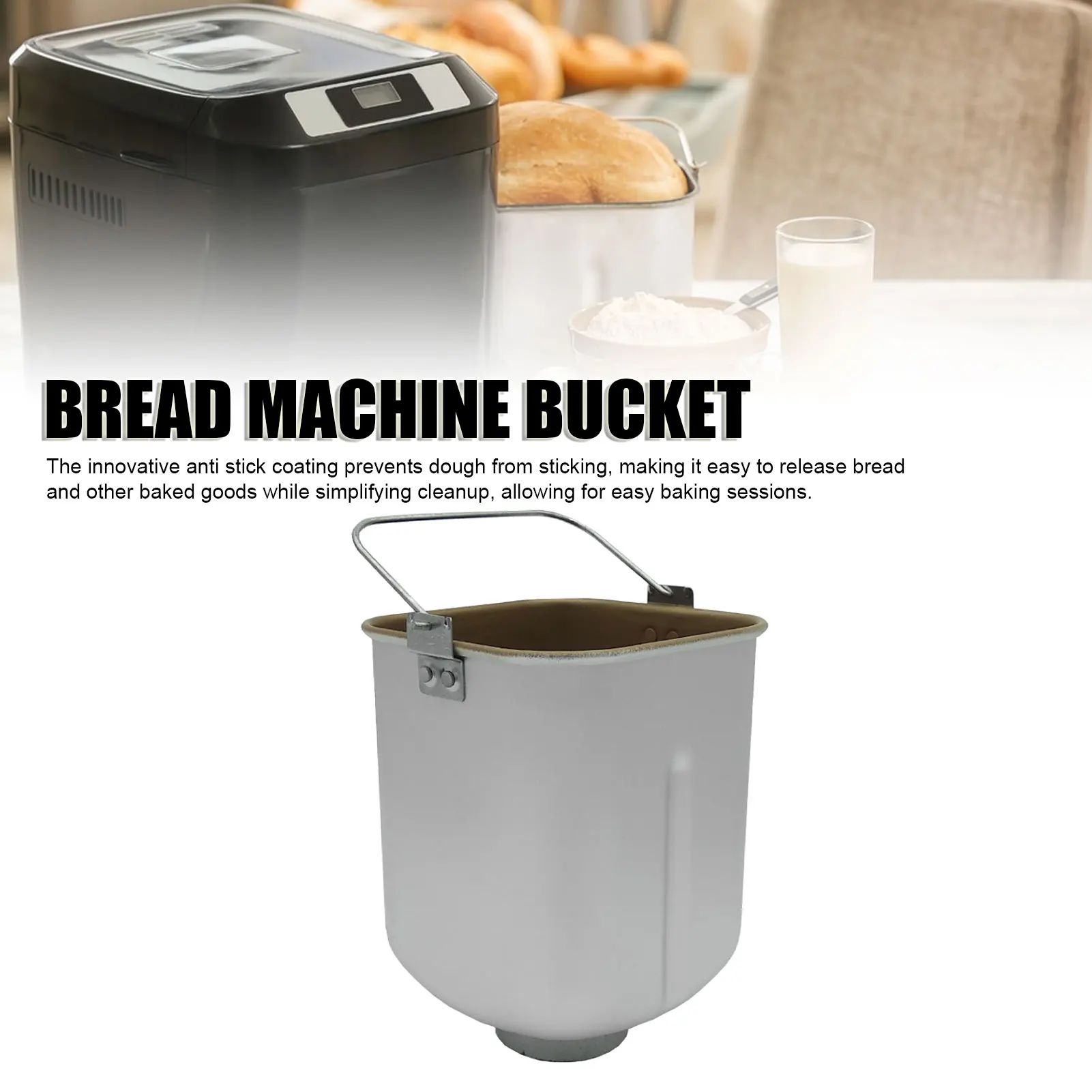 Bread Machine Mixing Bread Bucket Anti Stick Coated Aluminum Alloy Bread Machine Inner Tank for Replacement