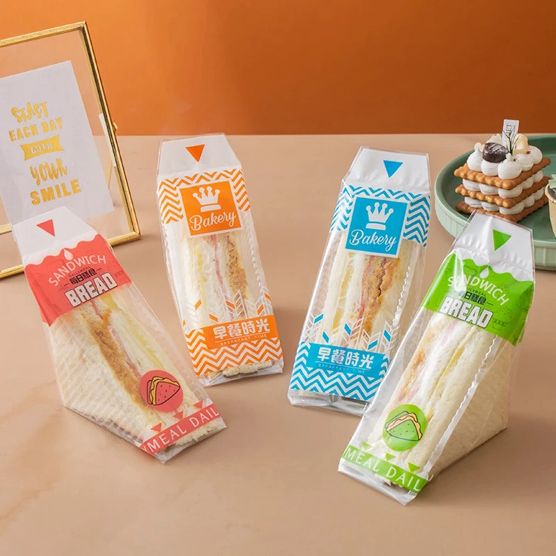 100 Pieces Transparent Anti-Fog Disposable Triangle Sandwich Bags 17.5x23.5cm for Sandw... - SKU TSB01204 - UGI Packaging