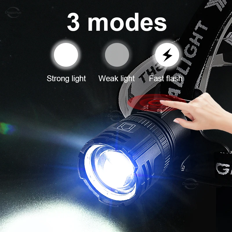2024 XHP360 超強力 LED ヘッドランプ 36 コア 18650 USB 充電式ヘッド