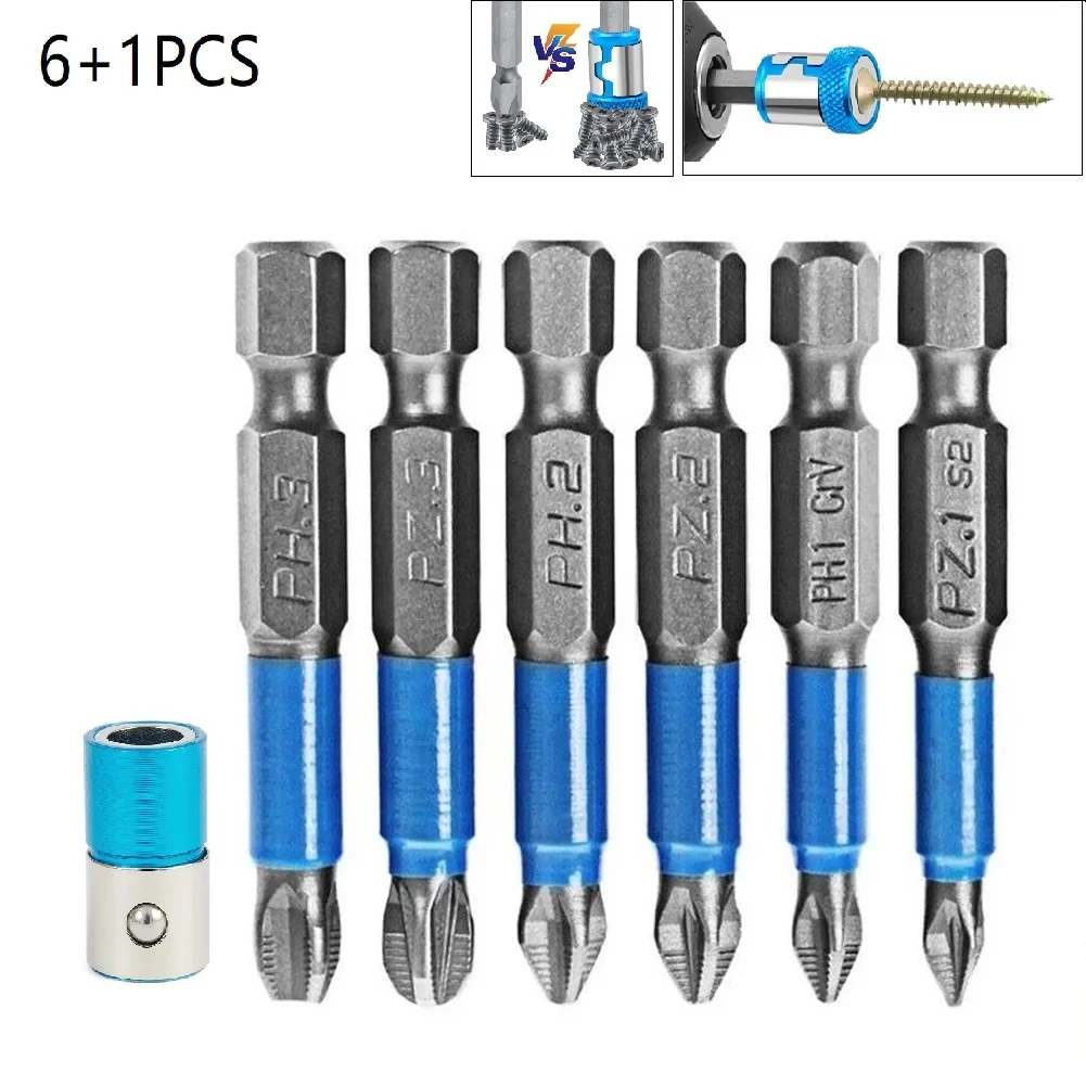 

Bits Set For Electric Screwdriver Impact Anti Non-slip Magnetic Cross Tip PH1/PH2/PH3/PZ1/PZ2/PZ3 50mm Professional Hand Tools
