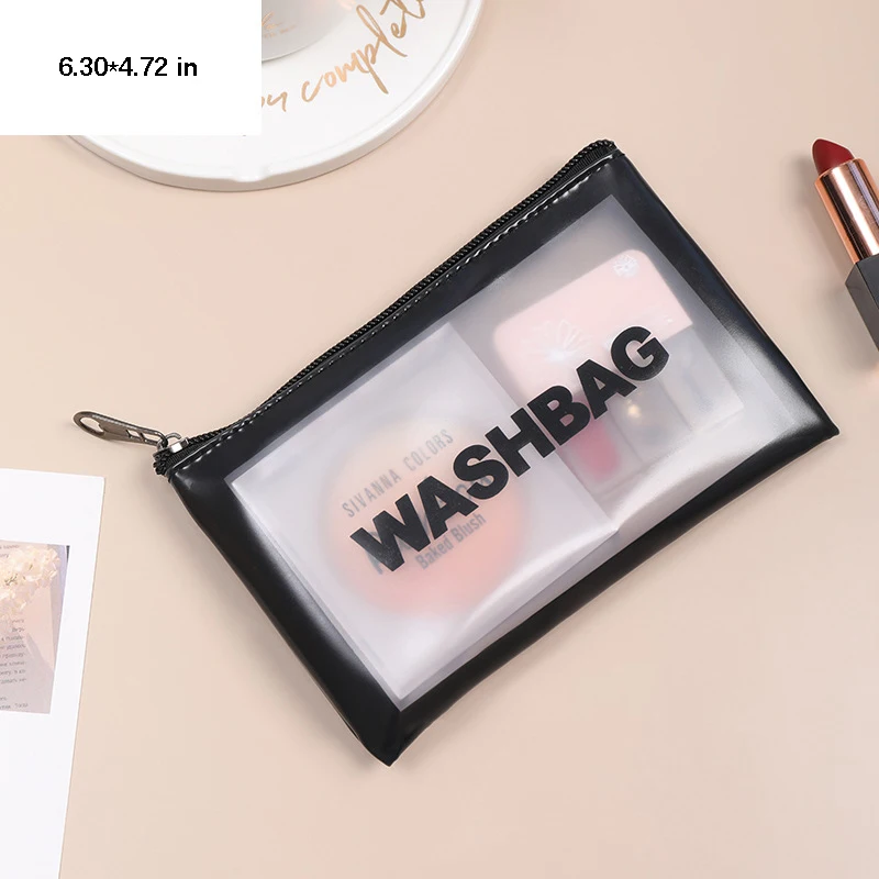 Translucent Waterproof Portable Toiletry and Makeup Bag with Handle - Large Capacity