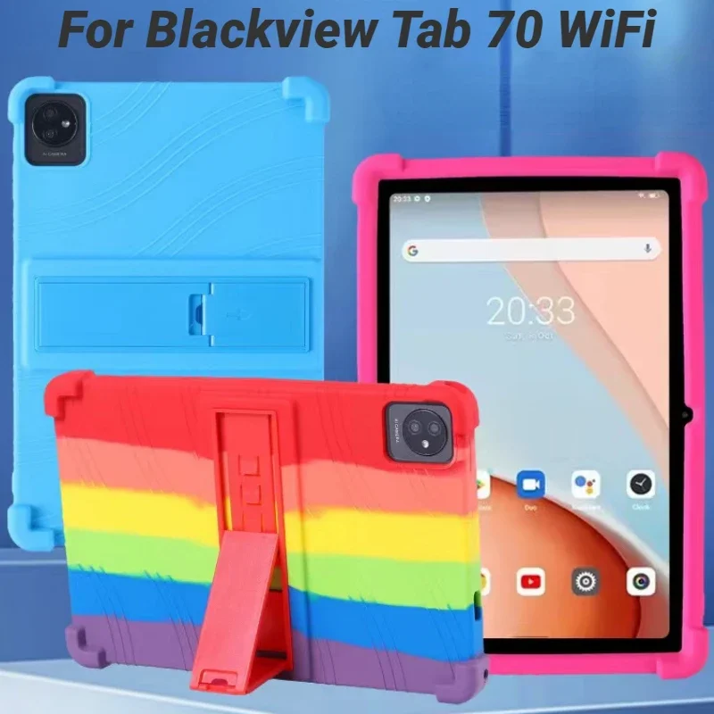 Capa de Silicone Macia para Blackview Tab 70 Wifi Case Segurança Infantil 10.1 Tablet pc Kickstand Funda com Airbags à Prova de Choque