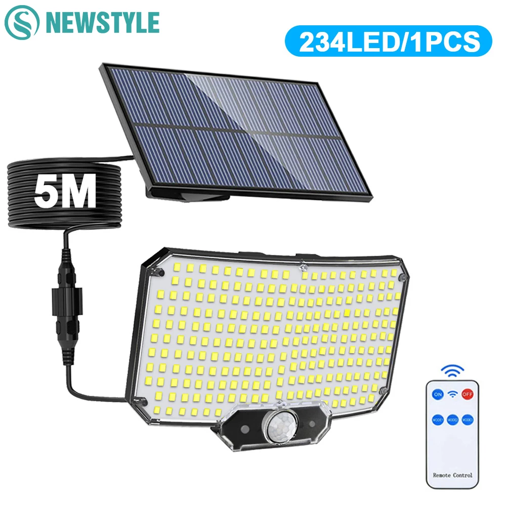Luz Solar Para Exteriores, [348 LED/3 Modos] Luz Solar Dividida Con Sensor De Movimiento Con Control Remoto, 3 Luces De Inundación Principales | Leroy Merlin