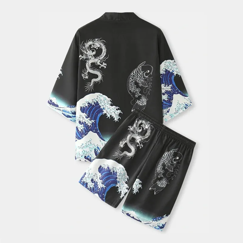 Ukiyo-e Kanagawa Sea Wave Carp 3D Print Japanese Kimono Haori Yukata Cosplay Women/Men Summer Short Sleeve Streetwear Shirt japanese kimono japanese kimono shirt