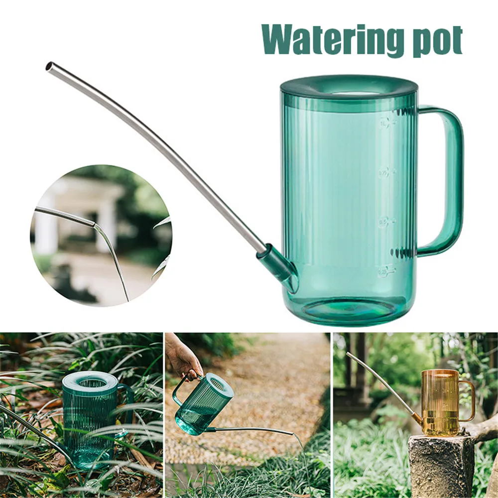 Watering Can For Home Flowers Plastic Transparent Stainless Steel Long Spout Watering Can Pot Shatterproof Outdoor And Indoor
