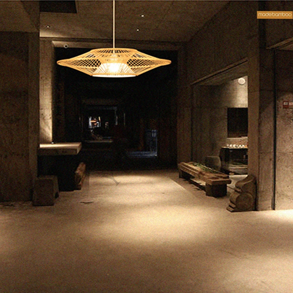 Chinese-style bed and breakfast restaurant living room bedroom tatami ceiling lamp bamboo weaving