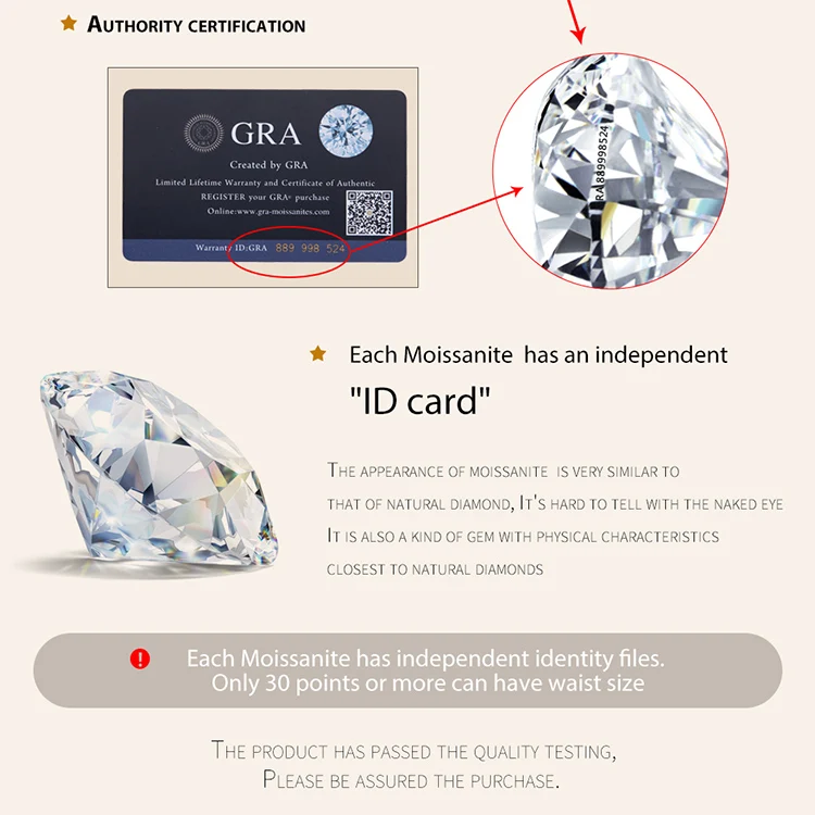 Each moissanite has an ID etched to gem