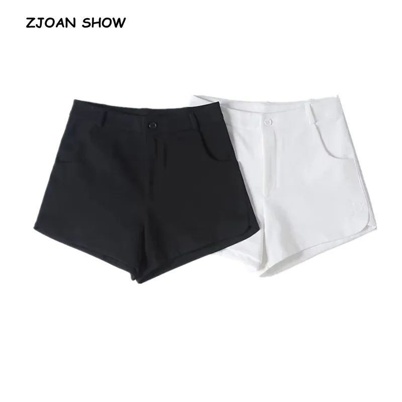 

2023 Summer Y2K Women High Waist Zipper Suit Tickler Booty Shorts Side Slit Hot Pants