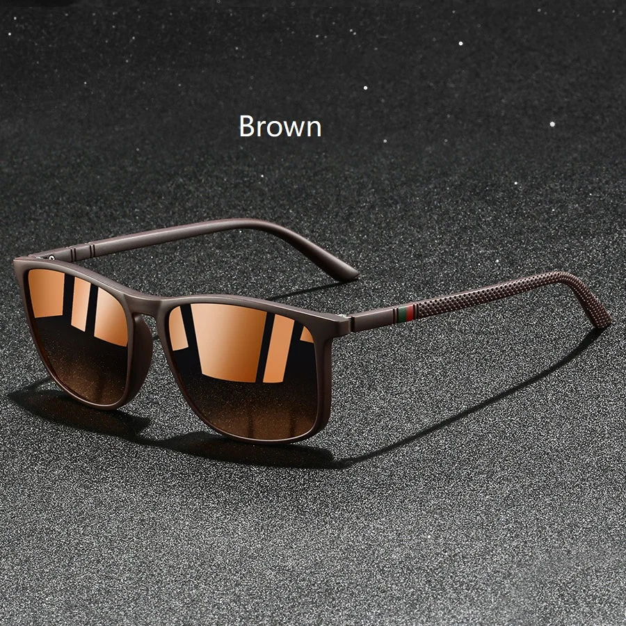 Modische Bunte Gestreifte Vintage Quadratische Sonnenbrille für Männer und Frauen zum Autofahren und Angeln Marken-Designer-Sonnenbrille Herren-Brillen – Detail 8