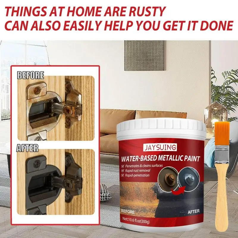 

Water Based Metal Rust Remover Paint With Brush 300g Car Rust Converter Metallic Paint Auto Protection Anti-Rust Coating Primer