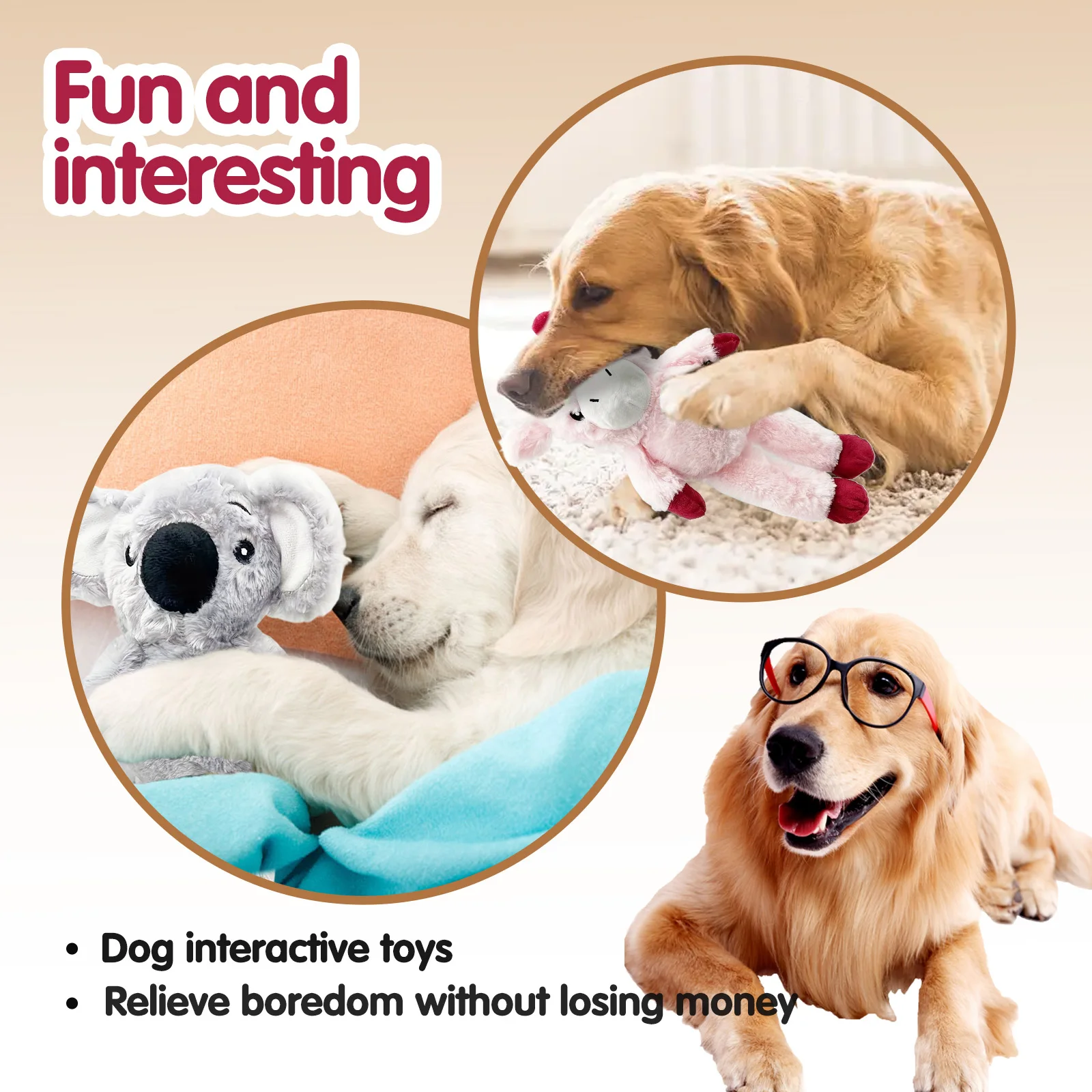 Pet dog plush toy lion Koala raccoon zebra rhinoceros accompany big, small and medium dogs 5