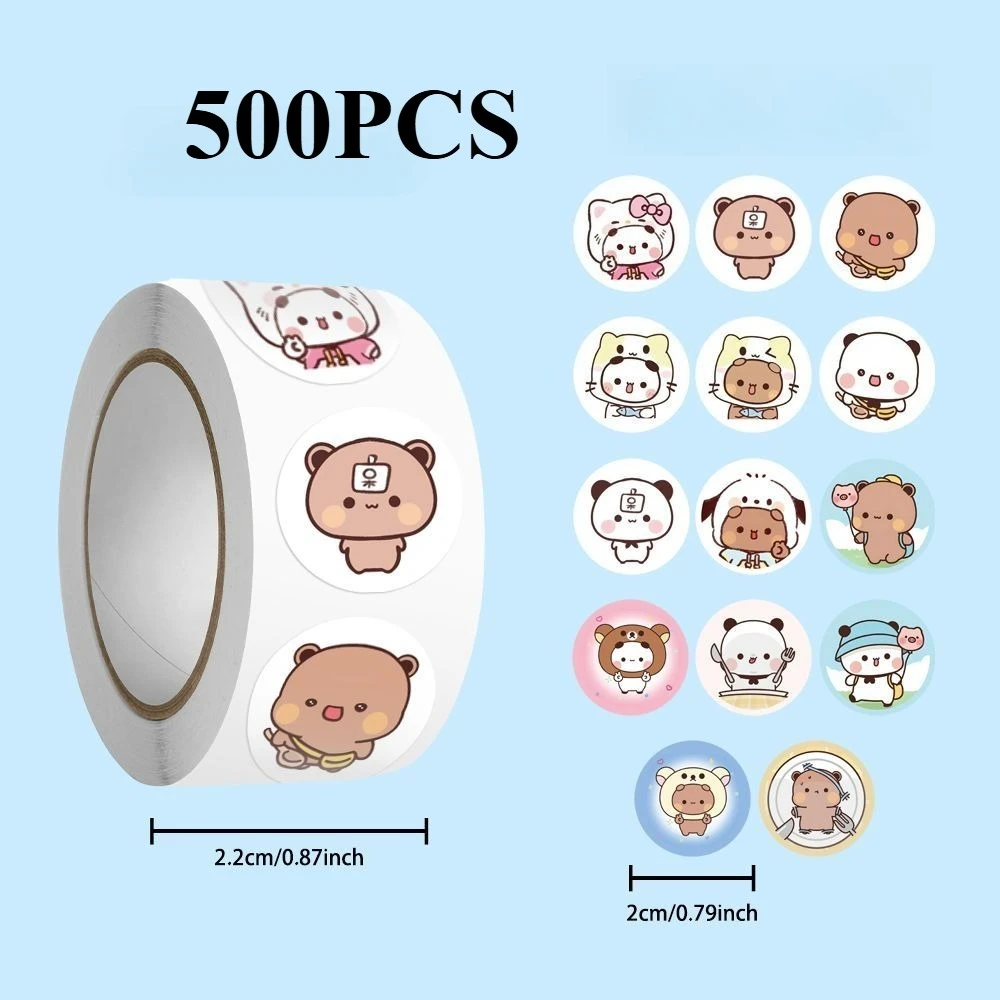 500 Stück niedliche Bubu- und Dudu-Cartoon-Rollenaufkleber, Broschen für Schule, Belohnungsaufkleber, Geschenk, Dekor, Etiketten, Schreibwaren, Sammelalbum-Aufkleber – Detail 3