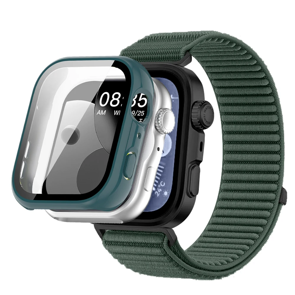 Premium Nylon Strap with Durable PC Case for Smartwatch – Tempered Glass Protection Included