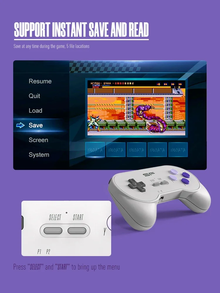 DATA FROG 16 bit Dendy Retro Console For SNES Game Stick 4k Wireless Video Game Console Built in 3000+ Games For SFC Drive
