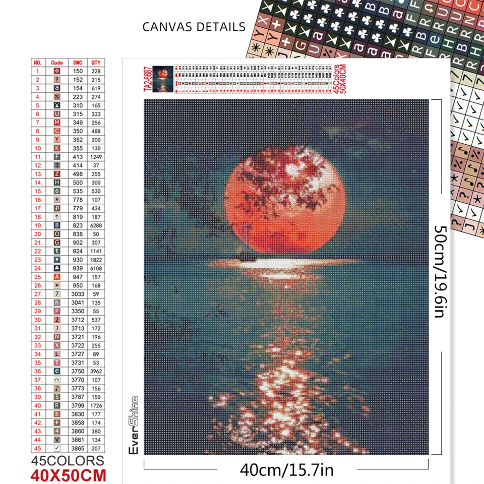 Evershine 5D DIY Diamond Painting Moon Full Square Diamond Embroidery Landscape Cross Stitch Mosaic Sale Home Decoration