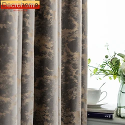 Bronzing Velvet Curtains for Living Room Bedroom Dining European Style Luxury Gray Flannel Blackout Home Decor Color Windows