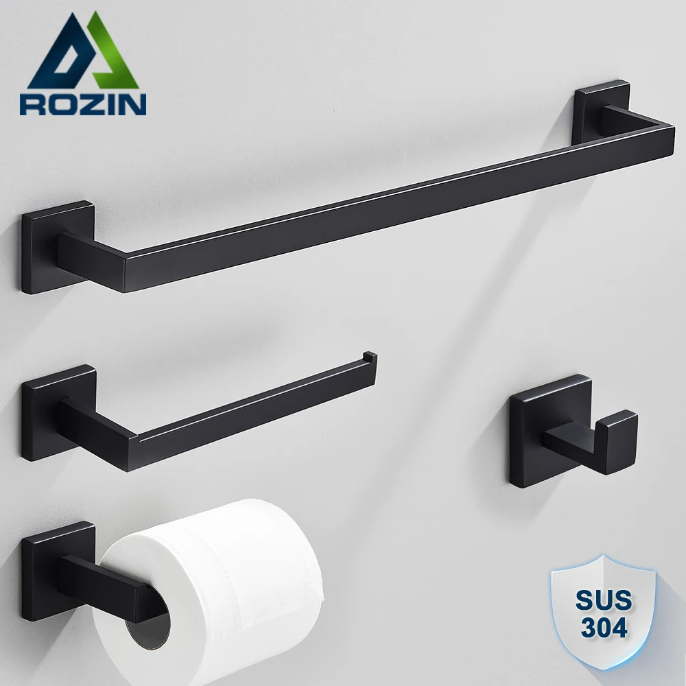 Juego completo de 5 accesorios de baño negro mate de alta calidad. Juegos  de decoración de baño negro. Juego de accesorios de baño negro mate negro.