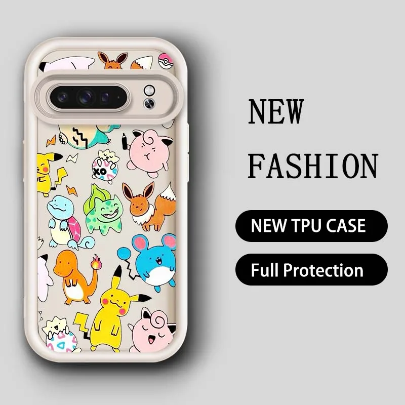 P-Pokemones P-Pikachus Anime Eye Ladder Shockproof Soft TPU Phone Case