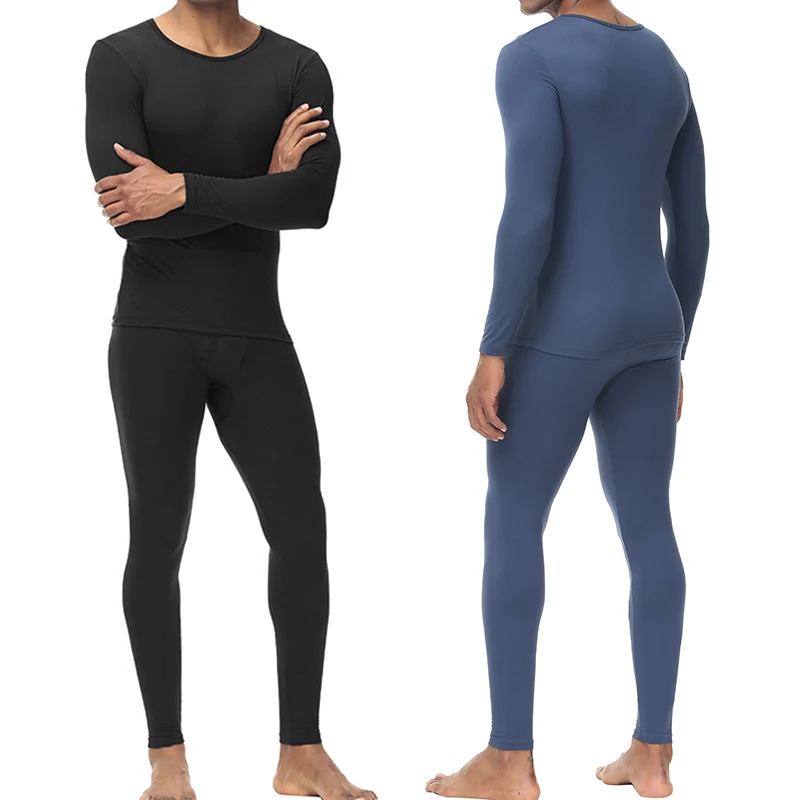 Men Winter Thermal Underwear Sets Crew Neck Long Sleeves Long Johns Base Layer Set Top Bottom for Cold Weather Male Warm Clothes thermal underwear sets