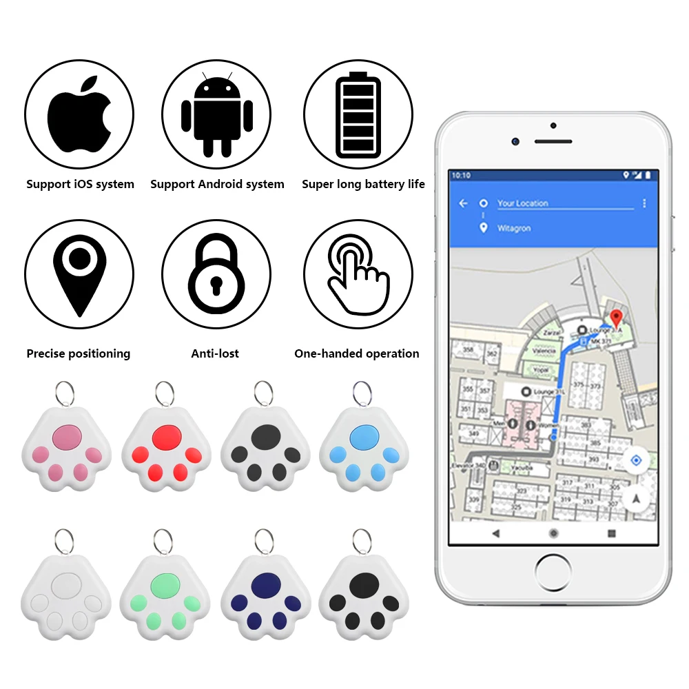 Smart Bluetooth Airtag Mobile Phone Alarm Gps Tracker Dog Paw Key Chain Pet Gps Mini Locator