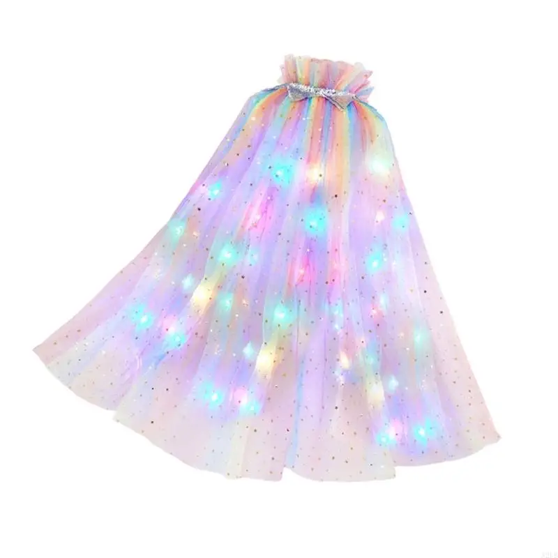 Funkelnder LED-Umhang für Mädchen, Prinzessinnen-Thema, leichtes Netz, perfekt für Geburtstagsgeschenke, Höhe 110 bis 140 – Detail 4