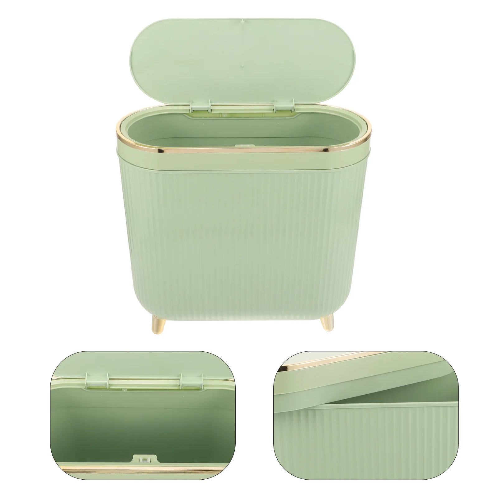 

Trash Can with Lid Crevice Bathroom Trashcan Narrow Oval Flip Bin Slim Office Supply