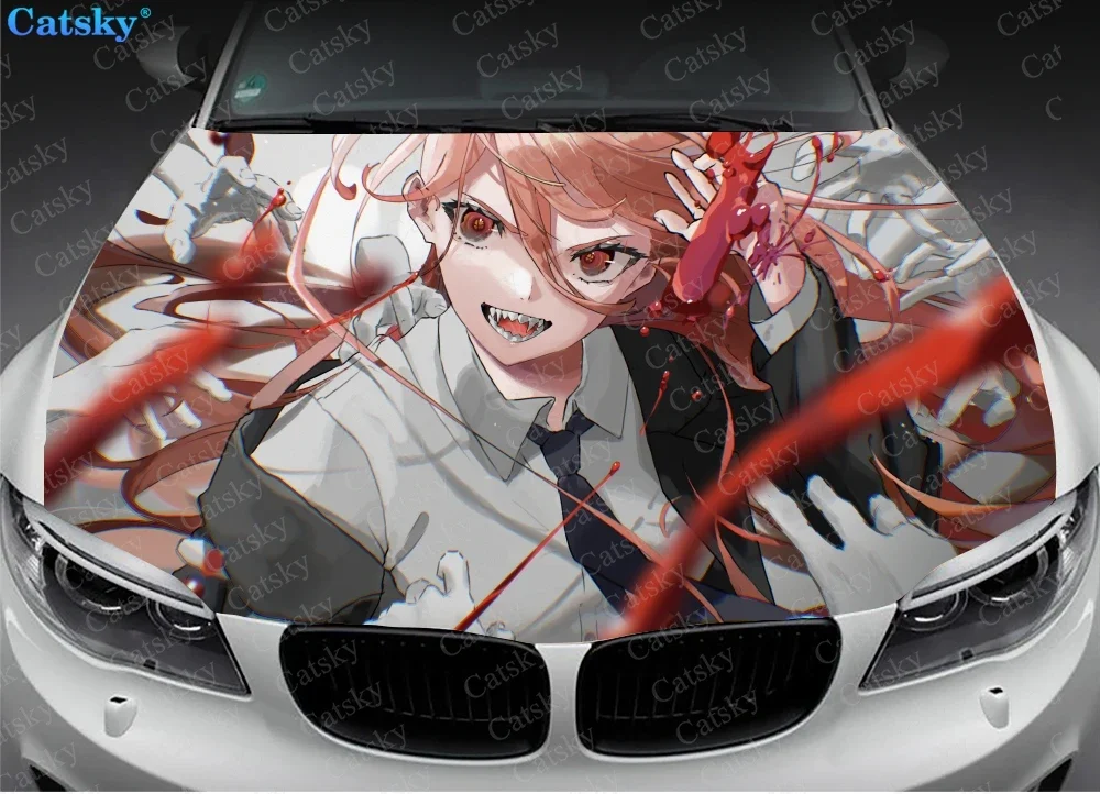 

anime chainsaw man car hood decal vinyl sticker graphic wrap decal graphic hood decal suitable for most vehicle customization