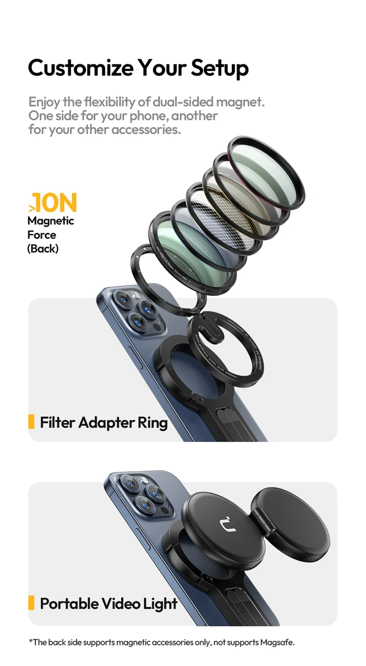 ULANZI MA30 Magnetisches Handy-Stativ für iPhone 16 Samsung Xiaomi Huawei Vivo OPPO Magsafe Aluminium Smartphone Mini-Halterung – Detail 4