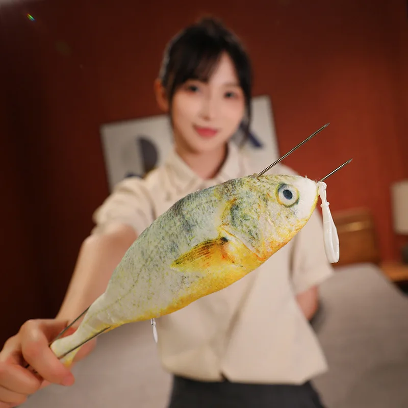 Simulation Funny Fresh Big Yellow Croaker Plushie Toys Stuffed Pseudosciaena crocea  Doll lifelike Soft Sleep Pillow Baby Gifts