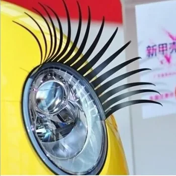 3D Black False Eyelashes Car Headlight Sticker – Funny Eyelash Decal (1 Pair) 1