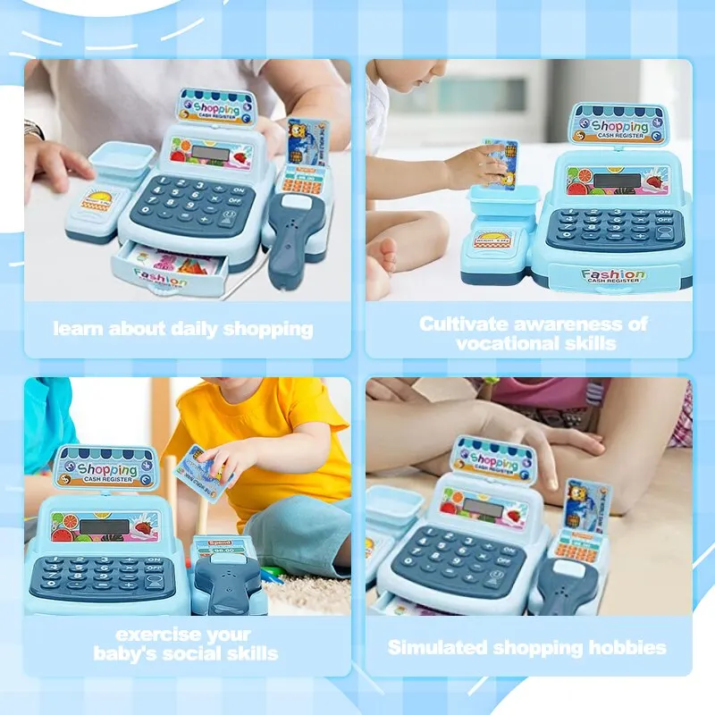 Simulation Supermarket Cash Register Toy Children Play House Toys Mini Convenience Store Cashier Electric Pretend Play Kid Gifts 5