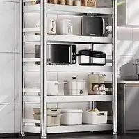 ชั้นวางของหลายชั้น เฟอร์นิเจอร์ ตู้ครัว ชั้นเก็บของ สแตนเลส ชั้นวางอุปกรณ์ครัว โต๊ะทำงานครัว เตาในครัวเรือน 1