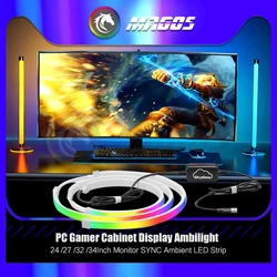 PC Gamer Cabinet Display Ambilight,24 27 32 34‘’ Monitor SYNC Ambient LED Strip,E-sport Room 16Million RGB, USB Software Control
