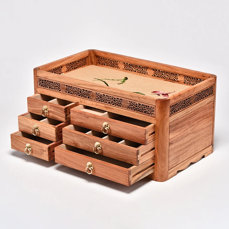 

Luxury Jewelry Organizer Wooden Retro Tea Storage Box Candy Spice Organizer Boxes 3 Layers Drawer Type Puer Tea Holder Box Gift