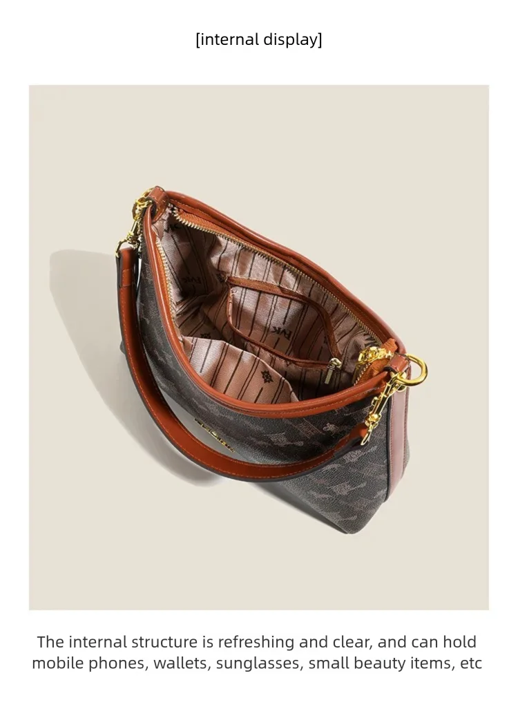 Modische Schultertasche im französischen Stil mit Blumenmuster, große Damenhandtasche aus PU-Material, Retro-Umhängetasche – Detail 8