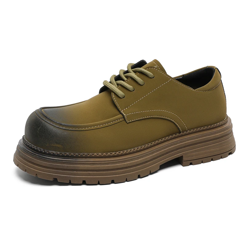 Men's Minimalist Leather Shoes With Thick Sole For Outdoor Work_voghion.com
