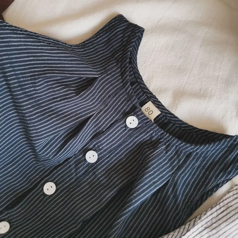 Thin and Cool Summer Children's Sleeveless One-piece Clothes All Cotton One-piece Baggy Pants for Boys and Girls