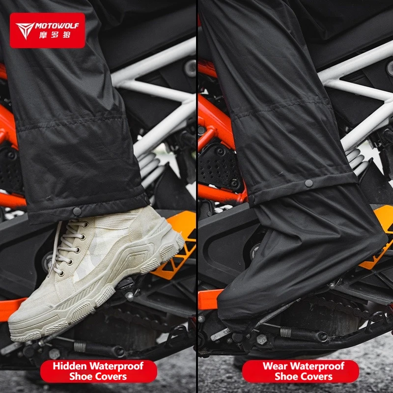 MOTOWOLF Motorcycle Raincoat For Men & Women Waterproof Rain Suit Reflective Breathable Lightweight 2 Pieces Rainwear