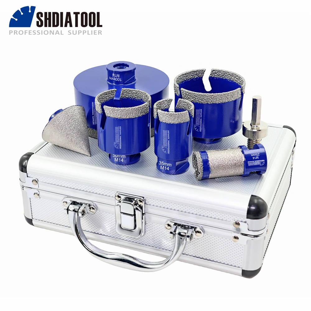 SHDIATOOL Diamant Core Boren M14 Draad 6/8/10/12/20/35/50/68/50mm Diamant Afschuining Bits/Driehoek Schacht Adapter Vacuüm Gesoldeerd voor Porselein Tegel Keramische Graniet Marmer SHDIATOOL Diamant Core Boren M14 Draad 6/8/10/12/20/35/50/68/50mm Diamant Afschuining Bits/Driehoek Schacht Adapter Vacuüm Gesoldeerd voor Porselein Tegel Keramische Graniet Marmer