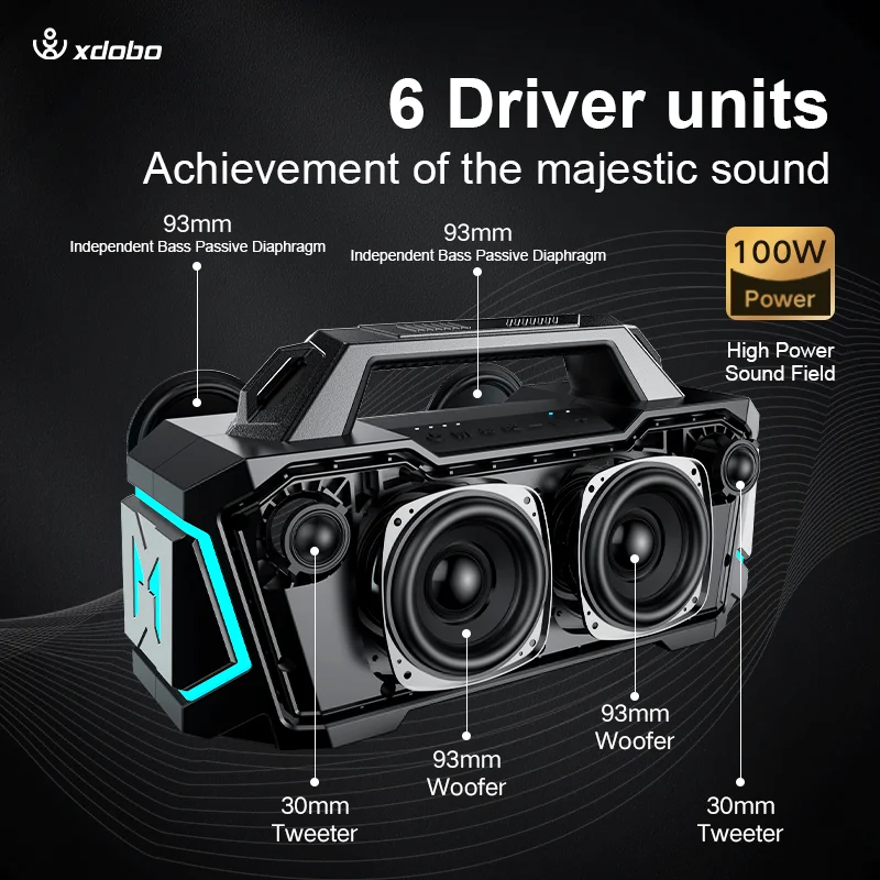 Xdobo Metro 1992 100W Large Power Boombox Speaker Portable 